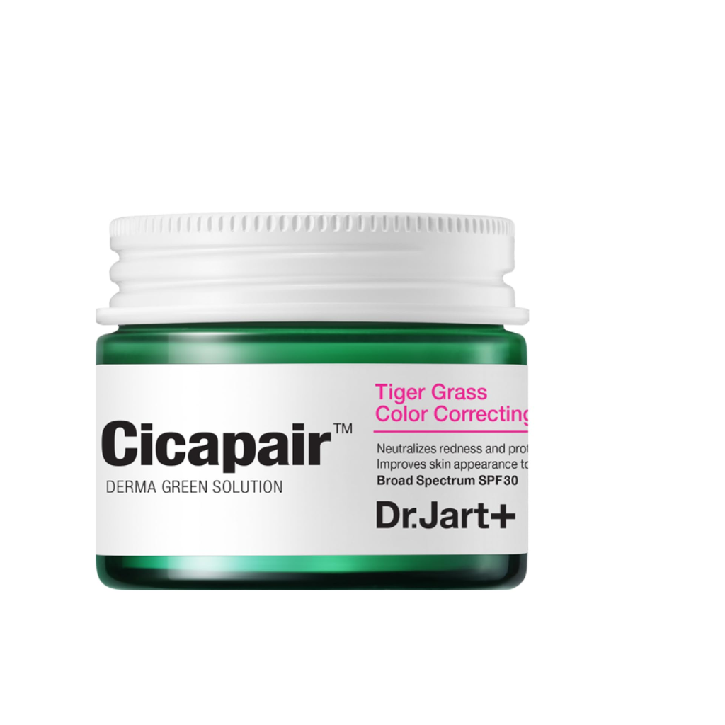 Dr. Jart+ Cicapair Tiger Grass Color Correcting Treatment SPF 30 15 mL jar on a white background.