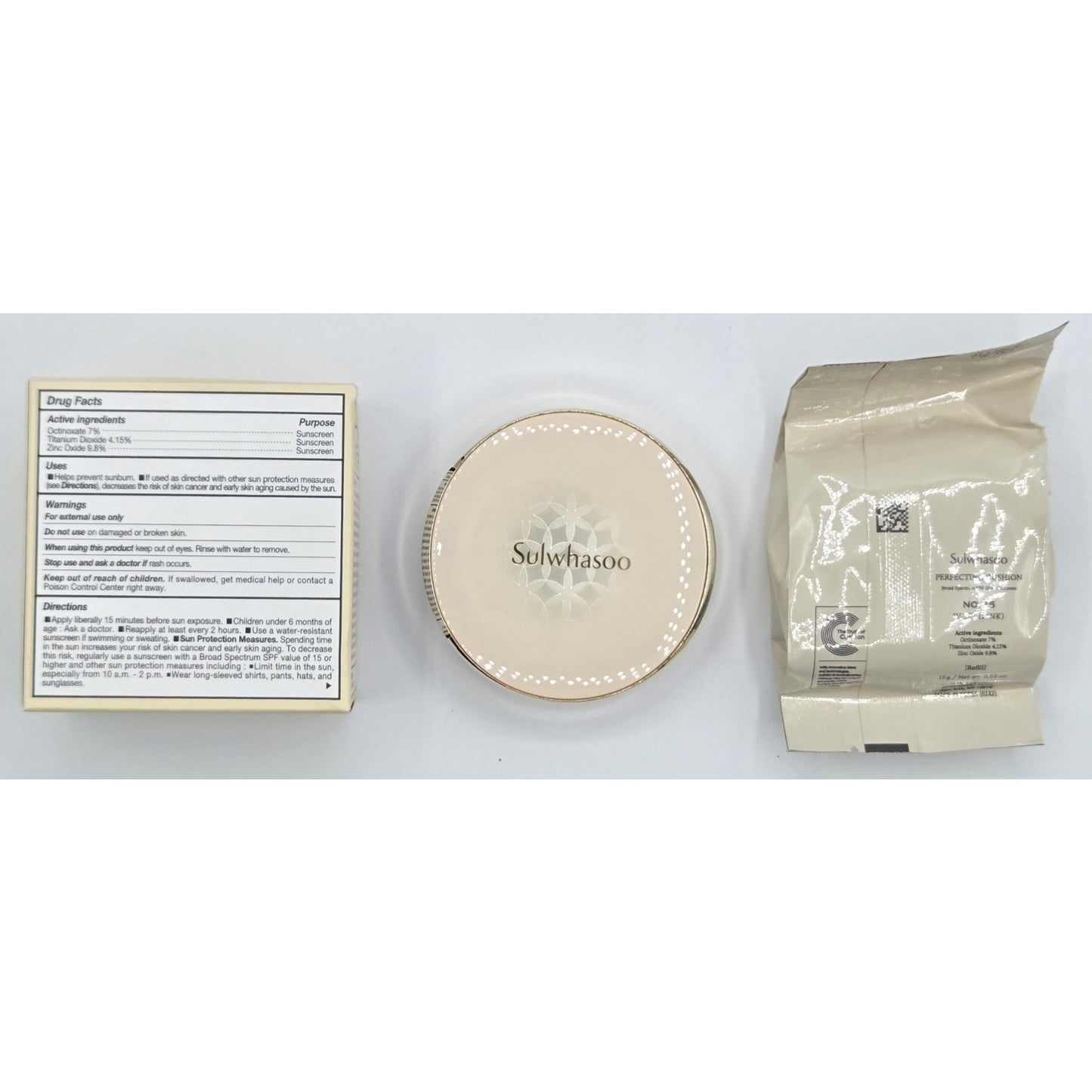 New Sulwhasoo Perfecting Cushion Compact 15g + Refill- No. 15 IVORY (Pink) US