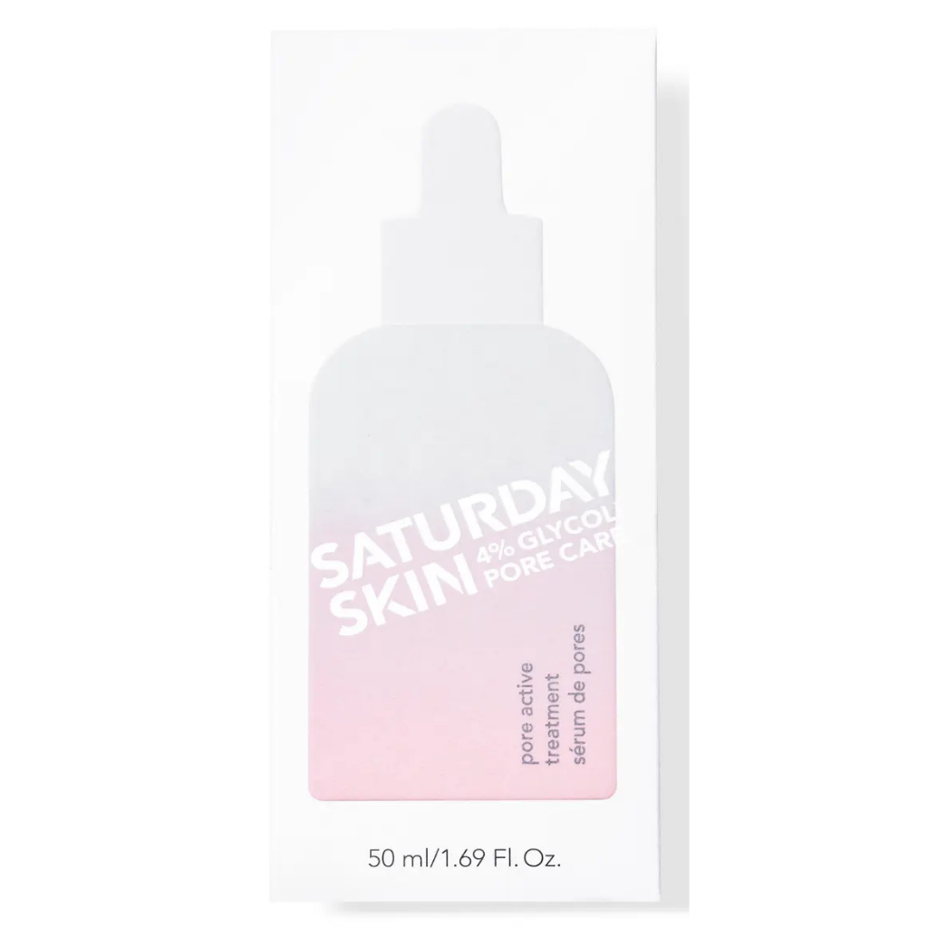 Saturday Skin Pore Active Treatment bottle and white carton