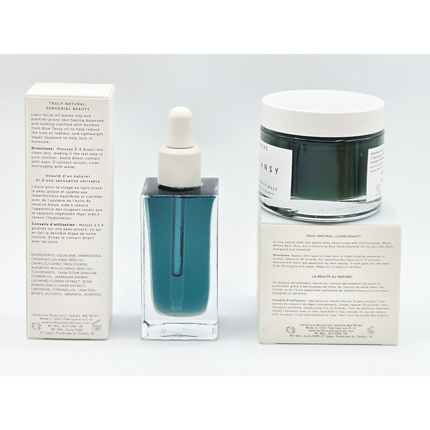 Herbivore LAPIS Balancing Facial Oil 1 oz & Blue Tansy Facial Mask 2.02 oz