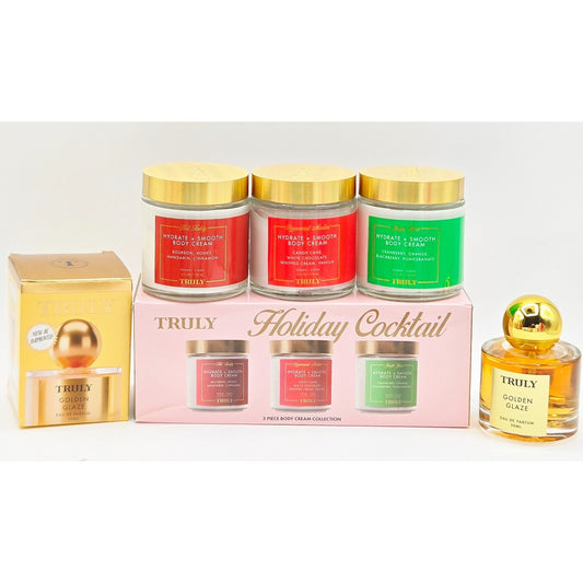 Truly Beauty Holiday Cocktail Collection 3- 4oz Pieces w/ Golden Glaze EDP 50ml