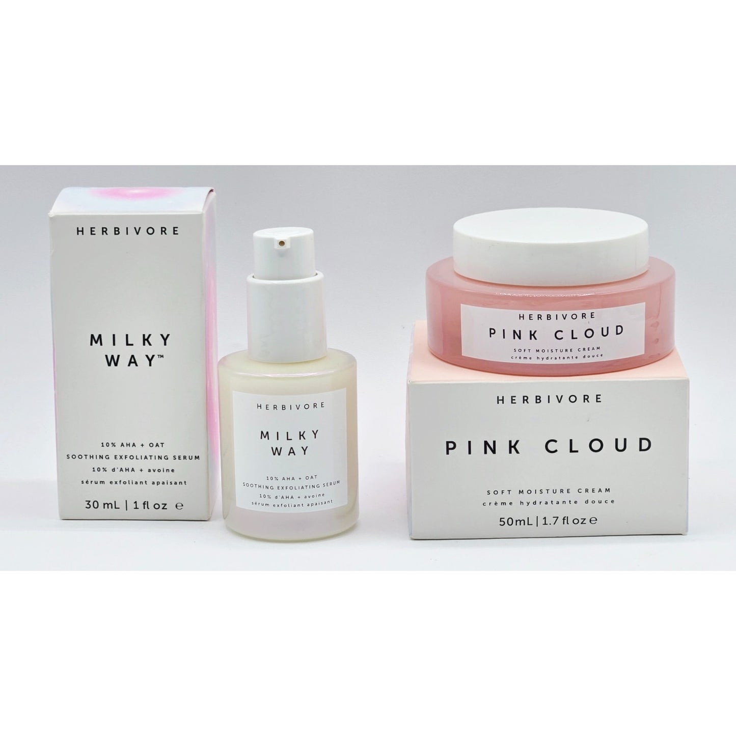 Herbivore Milky Way Soothing Exfoliating Serum & Pink Cloud Soft Moisture Cream