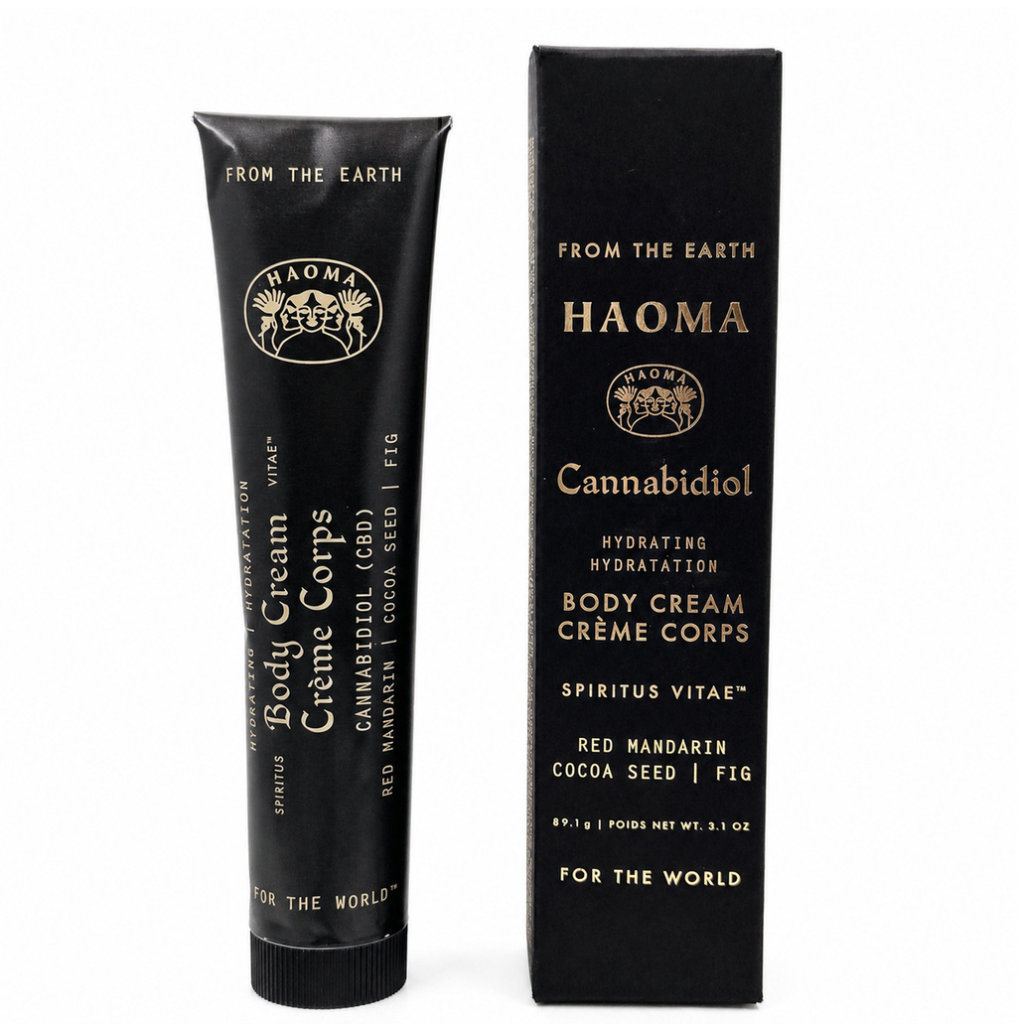 HAOMA Cannabidiol Body Cream 3.1 oz black tube and box front view