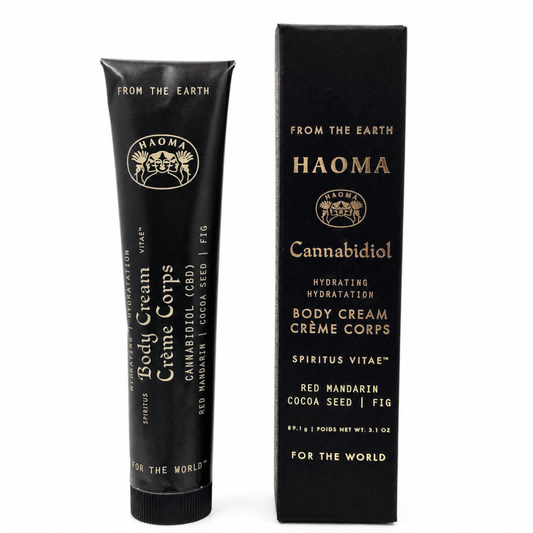 HAOMA Cannabidiol Body Cream 3.1 oz black tube and box front view