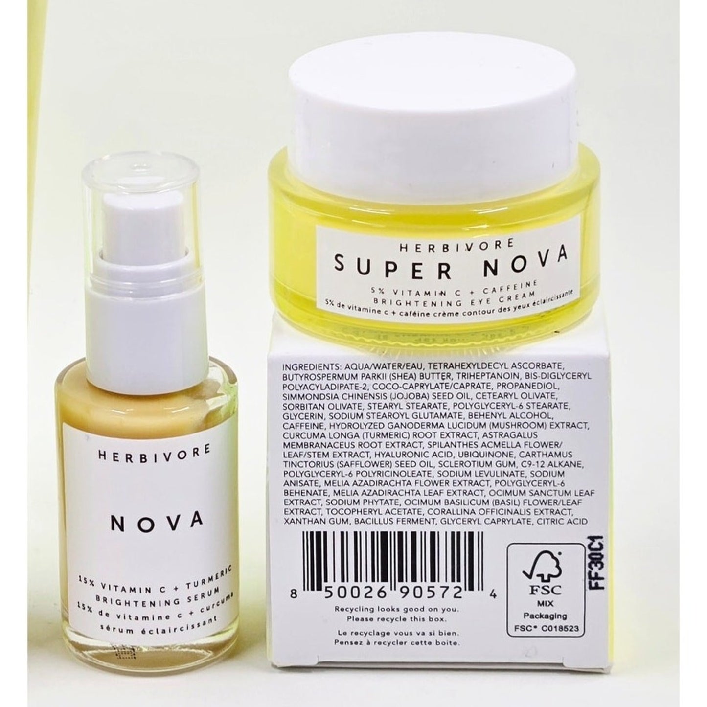 Herbivore SuperNova Eye Cream .5 oz + Mini Nova .33 oz - NEW - 15%Vitamin C