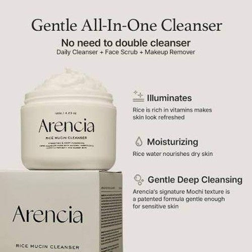 Arencia Pore Melt Mochi Cleansing Oil 6.76 oz & Rice Mucin Cleanser 4.23 oz Set