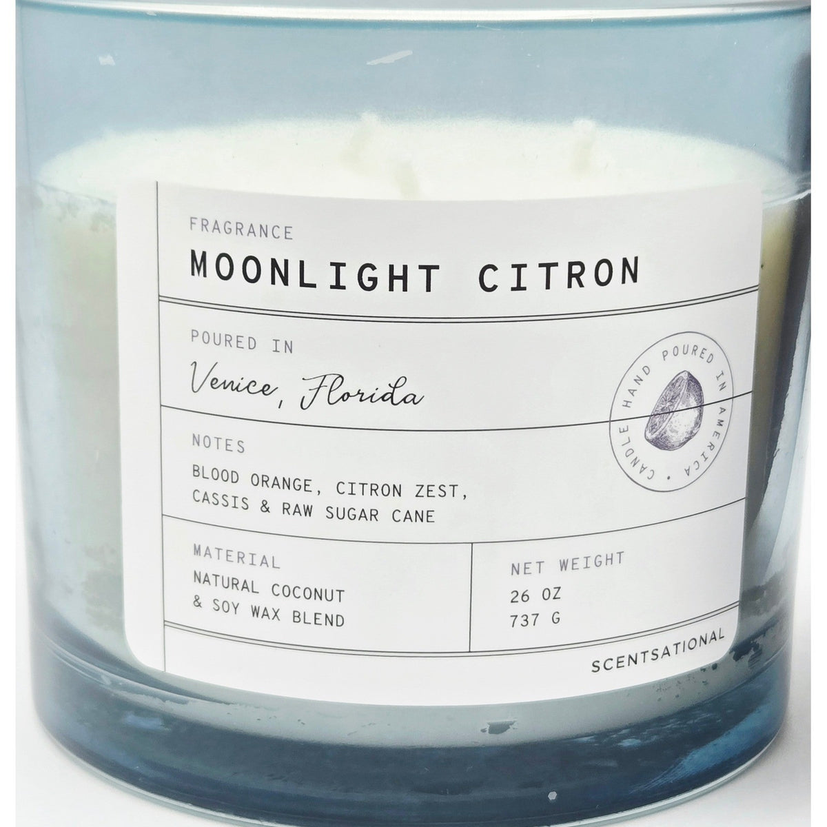 Scentsational Moonlight Citron 26 oz Candle - Wood Lid Citrus Scent NEW
