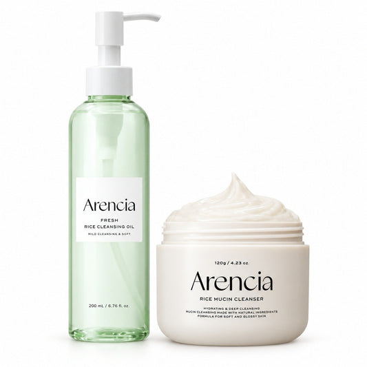 Arencia Pore Melt Mochi Cleansing Oil 6.76 oz & Rice Mucin Cleanser 4.23 oz Set