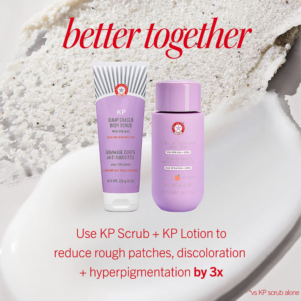First Aid Beauty KP Bump Eraser Scrub and Fresh Peach Body Lotion set product detail