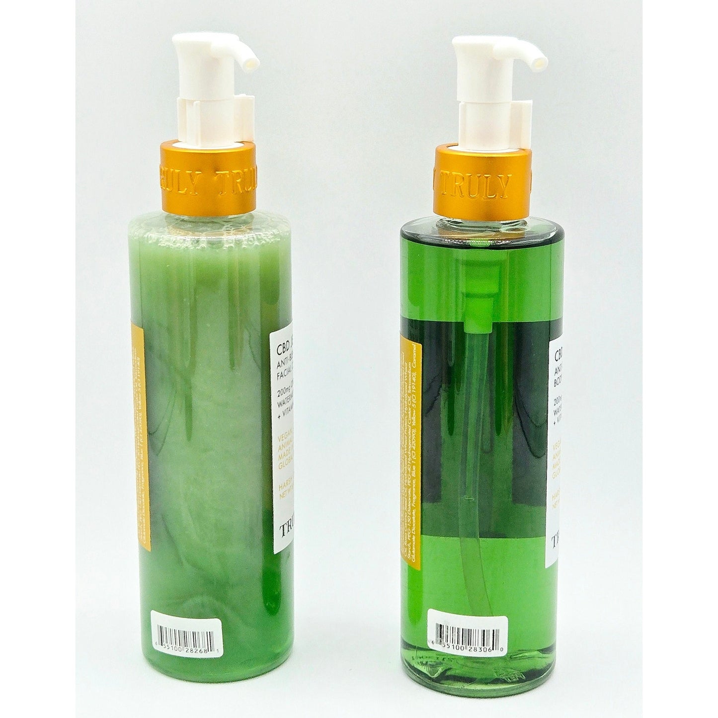 Truly CBD Jelly cleanser bottle UPCs 655100282681 and 655100283060