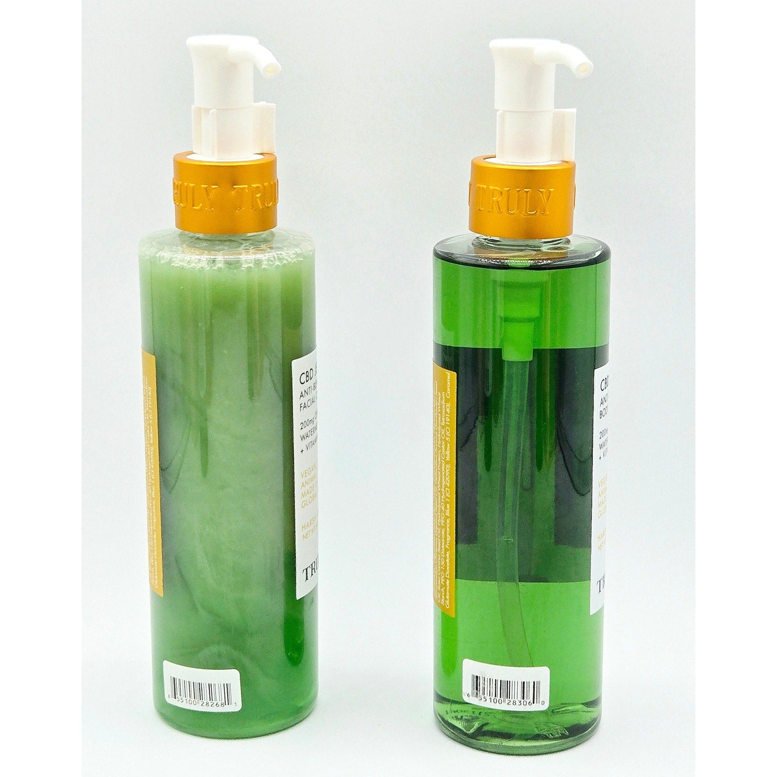 Truly CBD Jelly cleanser bottle UPCs 655100282681 and 655100283060