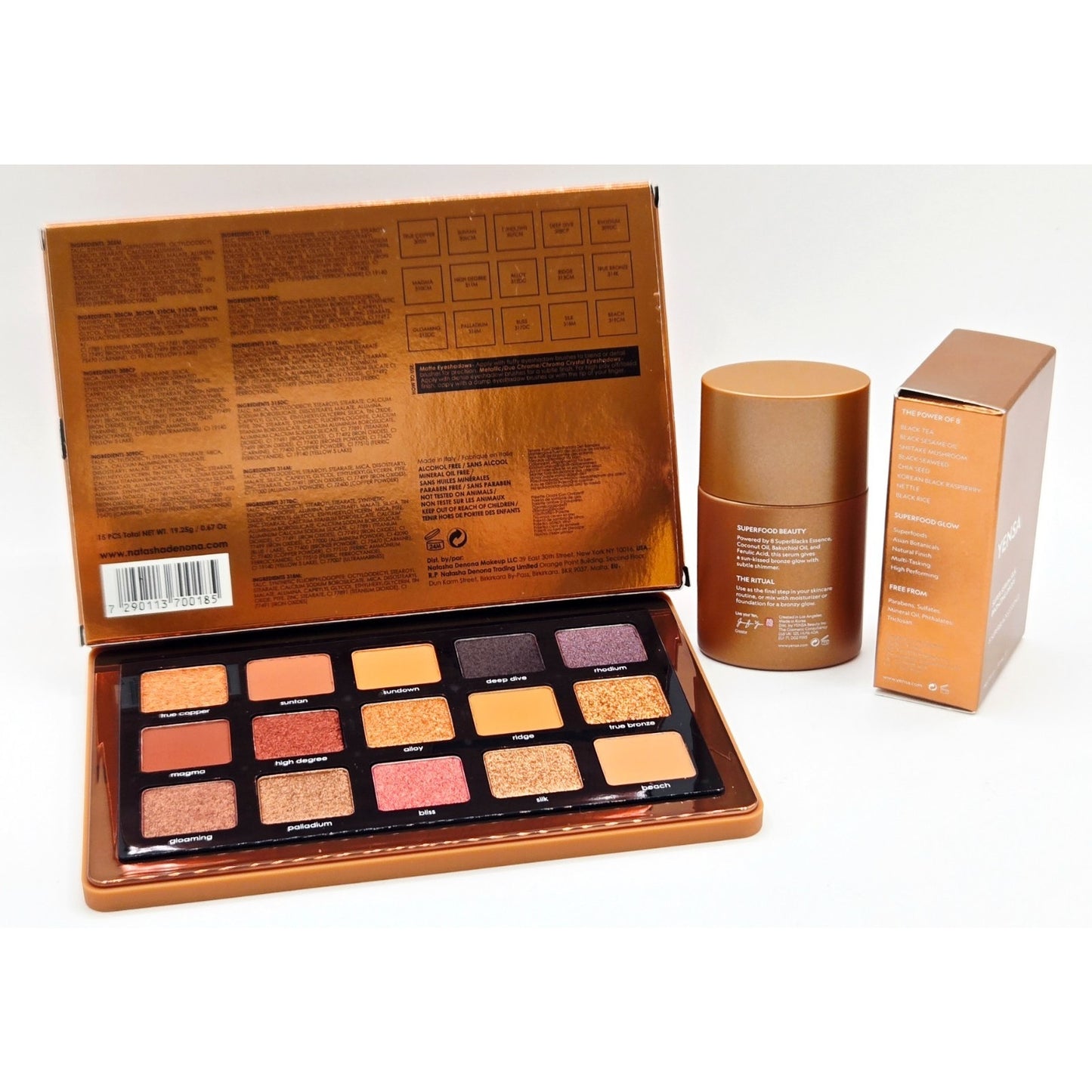 Natasha Denona Bronze Eyeshadow Palette w/ Yensa Super Serum Silk Bronzing Drops