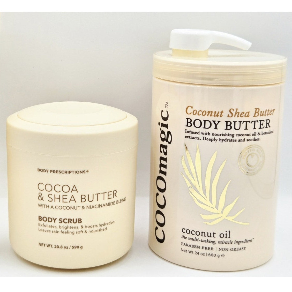 Cocomagic Shea Body Butter 24 oz & Body Prescriptions Cocoa Shea Scrub 20.8 oz