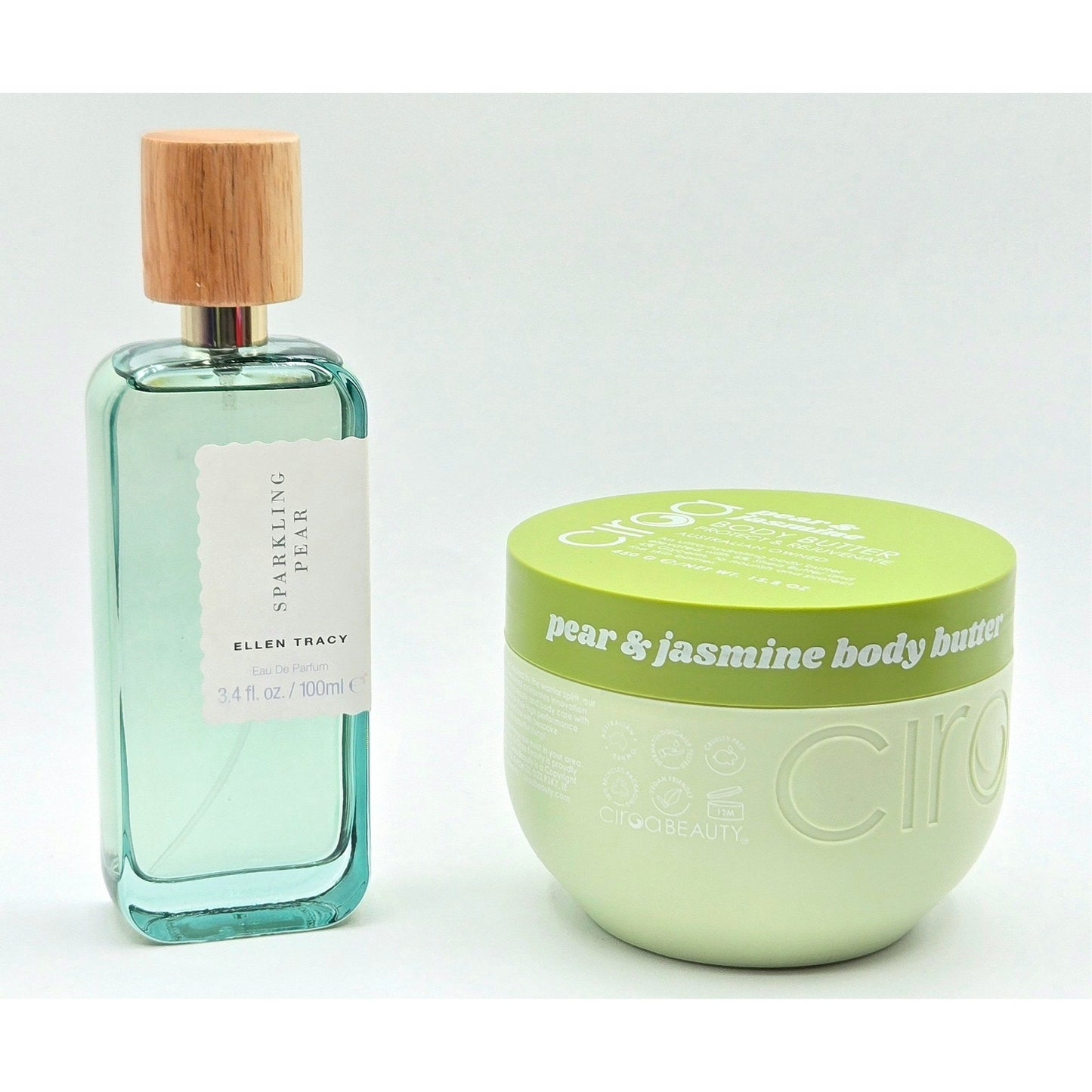 Ellen Tracy Sparkling Pear EDP 3.4 oz & Ciroa Pear Protecting Body Butter 15.8oz