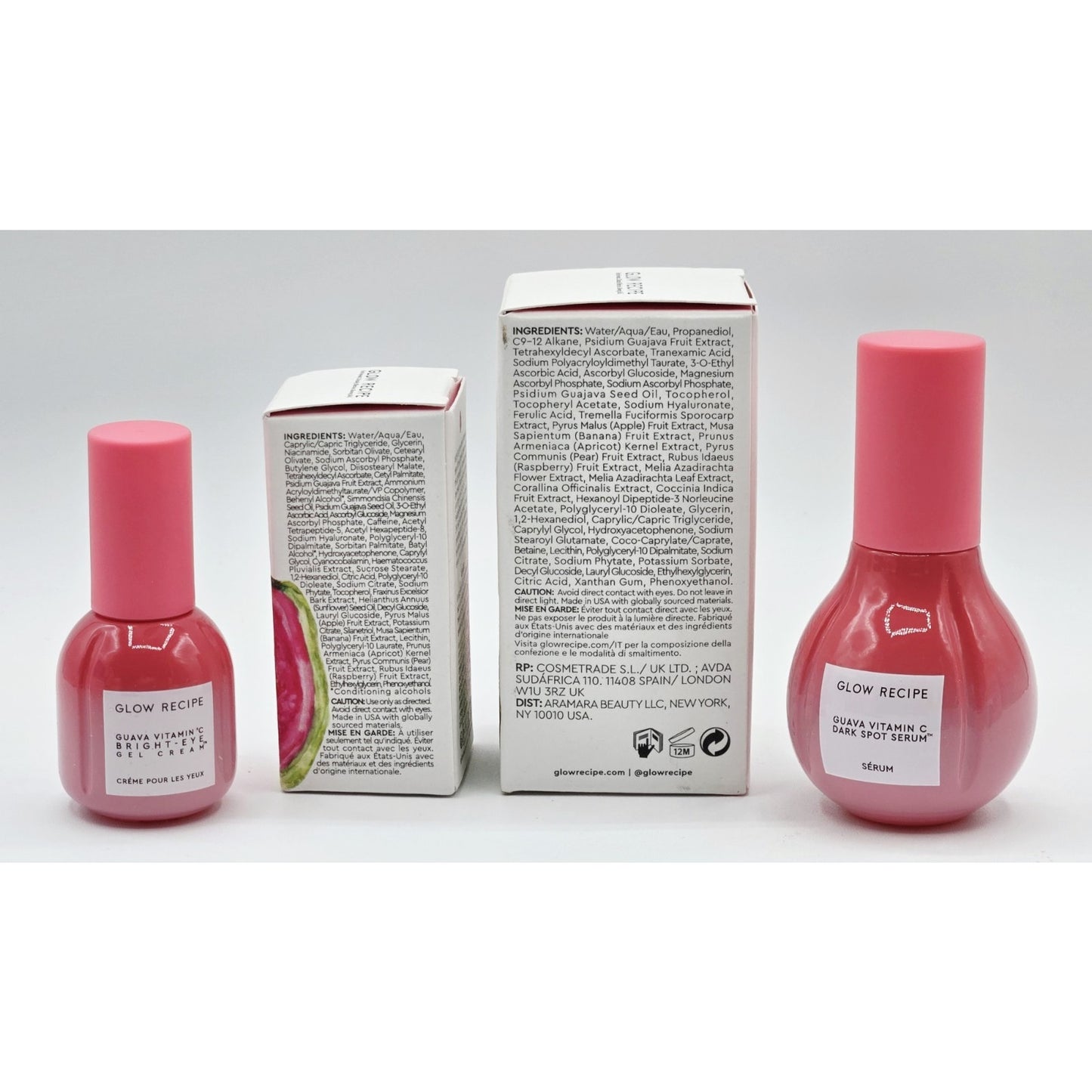 Glow Recipe Guava- Vitamin C Dark Spot Serum 1 oz & Bright Eye Gel Cream 0.5 oz