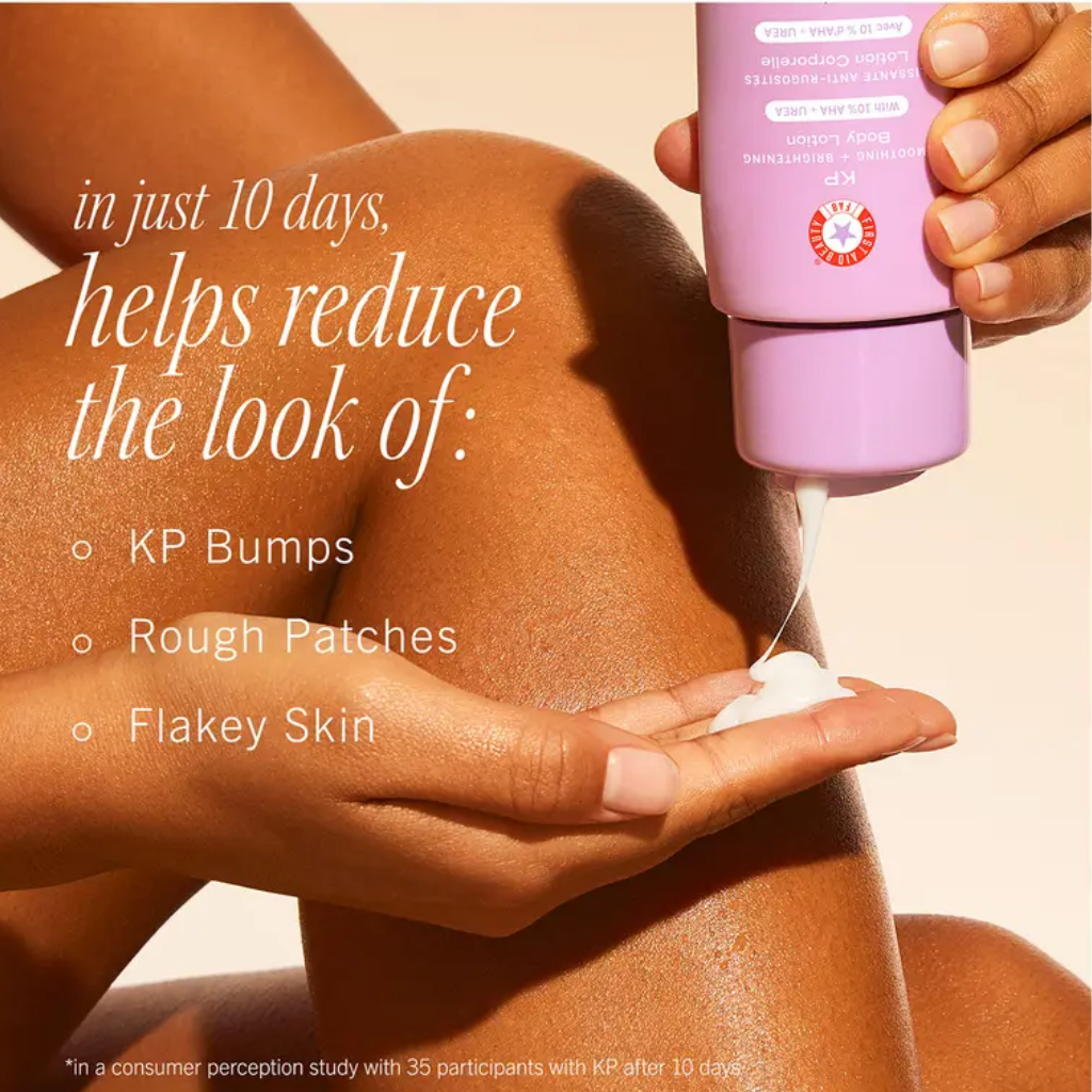 First Aid Beauty KP Bump Eraser Scrub and Fresh Peach Body Lotion set packaging detail