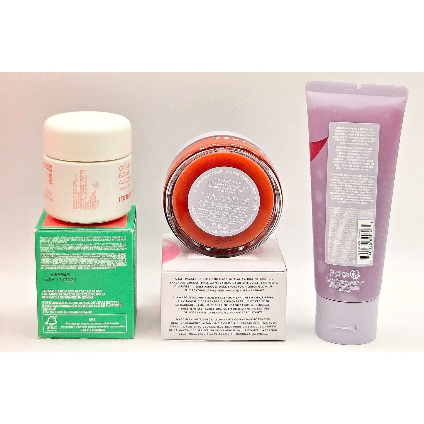 Cherry 8pc Skincare Bundle- Ciroa, Truly, Fenty Skin, Innisfree, Infinite Beauty