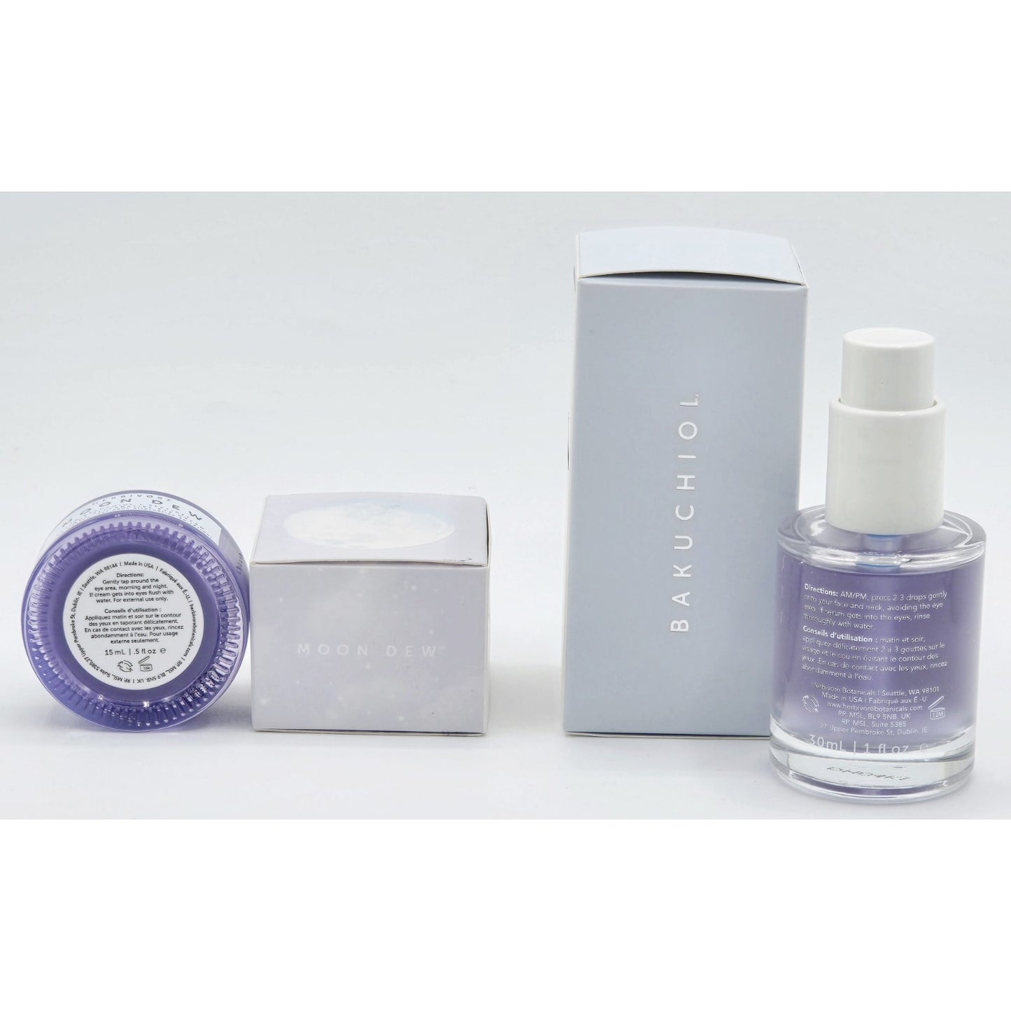 Herbivore Bakuchiol Retinol Alternative Smoothing Serum + Moon Dew Eye Cream NEW