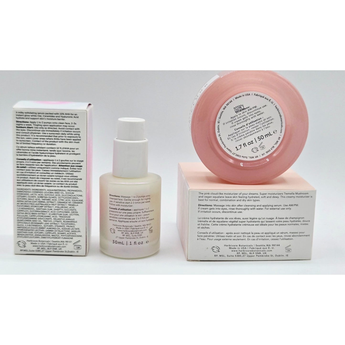 Herbivore Milky Way Soothing Exfoliating Serum & Pink Cloud Soft Moisture Cream