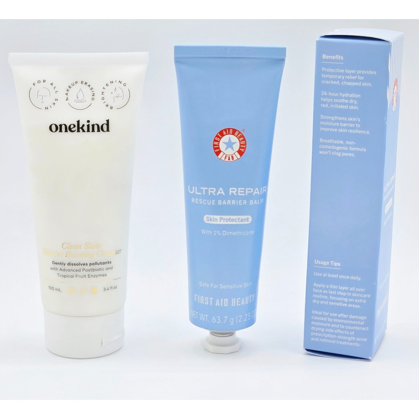 First Aid Beauty ULTRA REPAIR Barrier Balm + onekind Barrier Boosting Cleanser