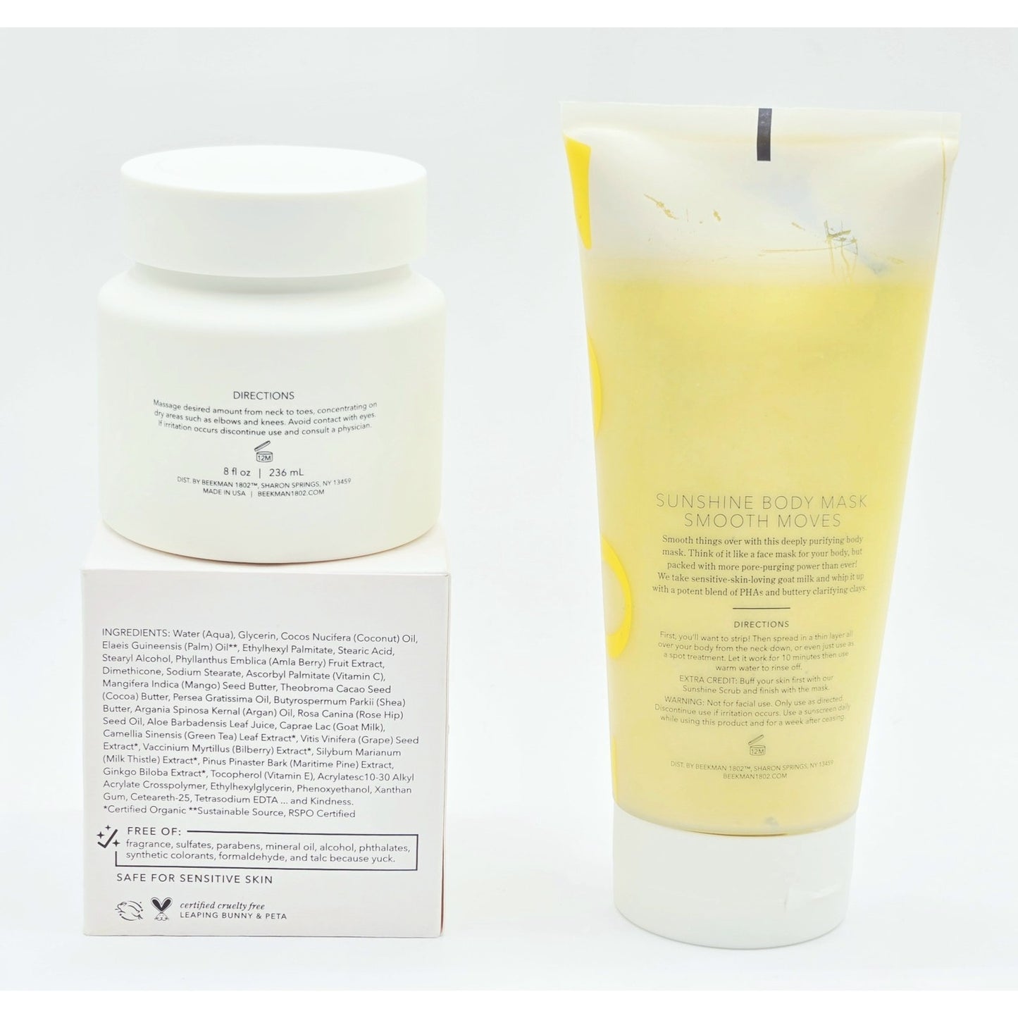 Beekman 1802 Golden-Goat Milk, Amla, Vit-C Body Cream + Phthalate Clay Body Mask