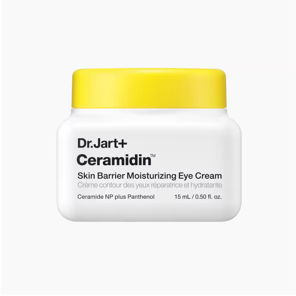 Dr. Jart+ Ceramidin Skin Barrier Moisturizing Eye Cream 15 mL jar on a white background.