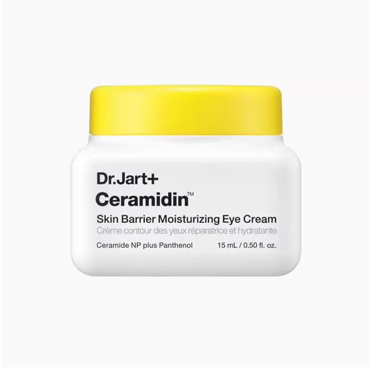 Dr. Jart+ Ceramidin Skin Barrier Moisturizing Eye Cream 15 mL jar on a white background.