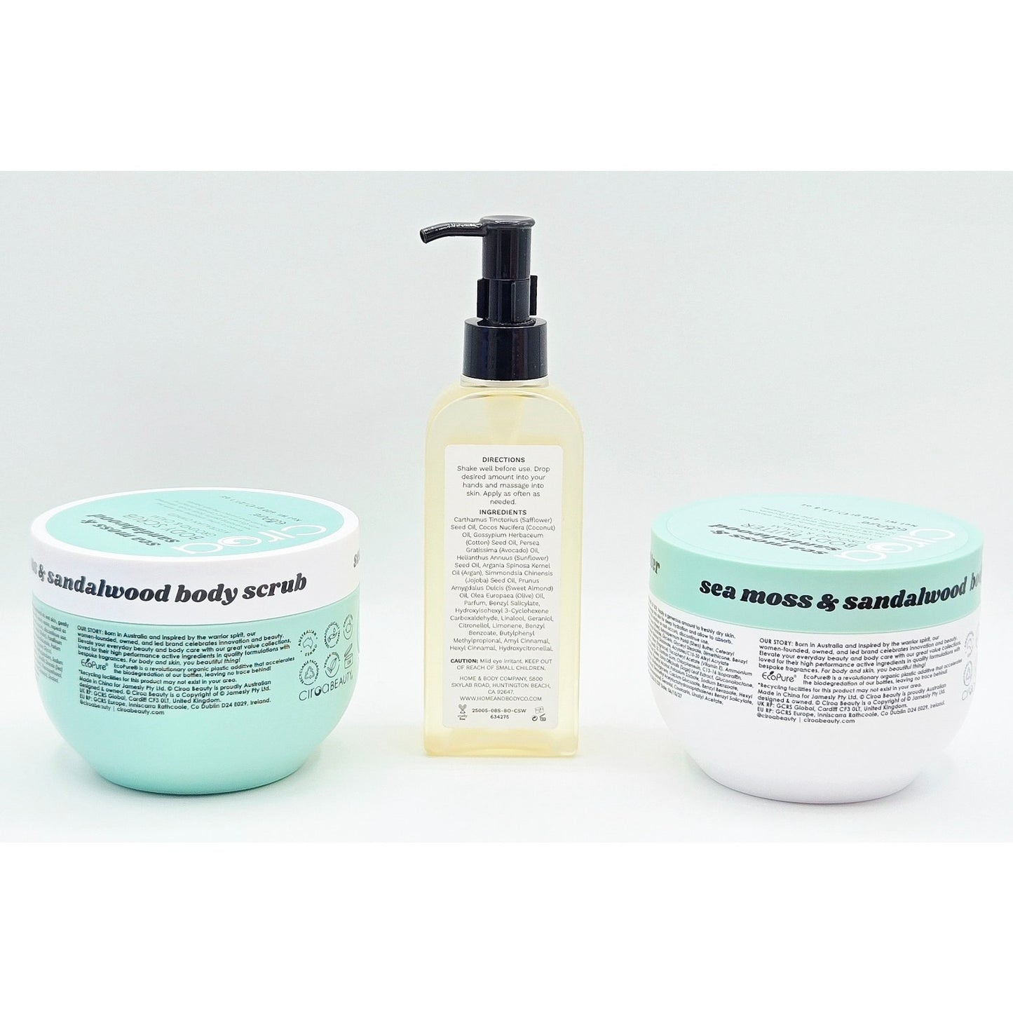 Ciroa Manuka Sea Moss & Sandalwood Body Butter, Body Scrub, Serenity Body Oil