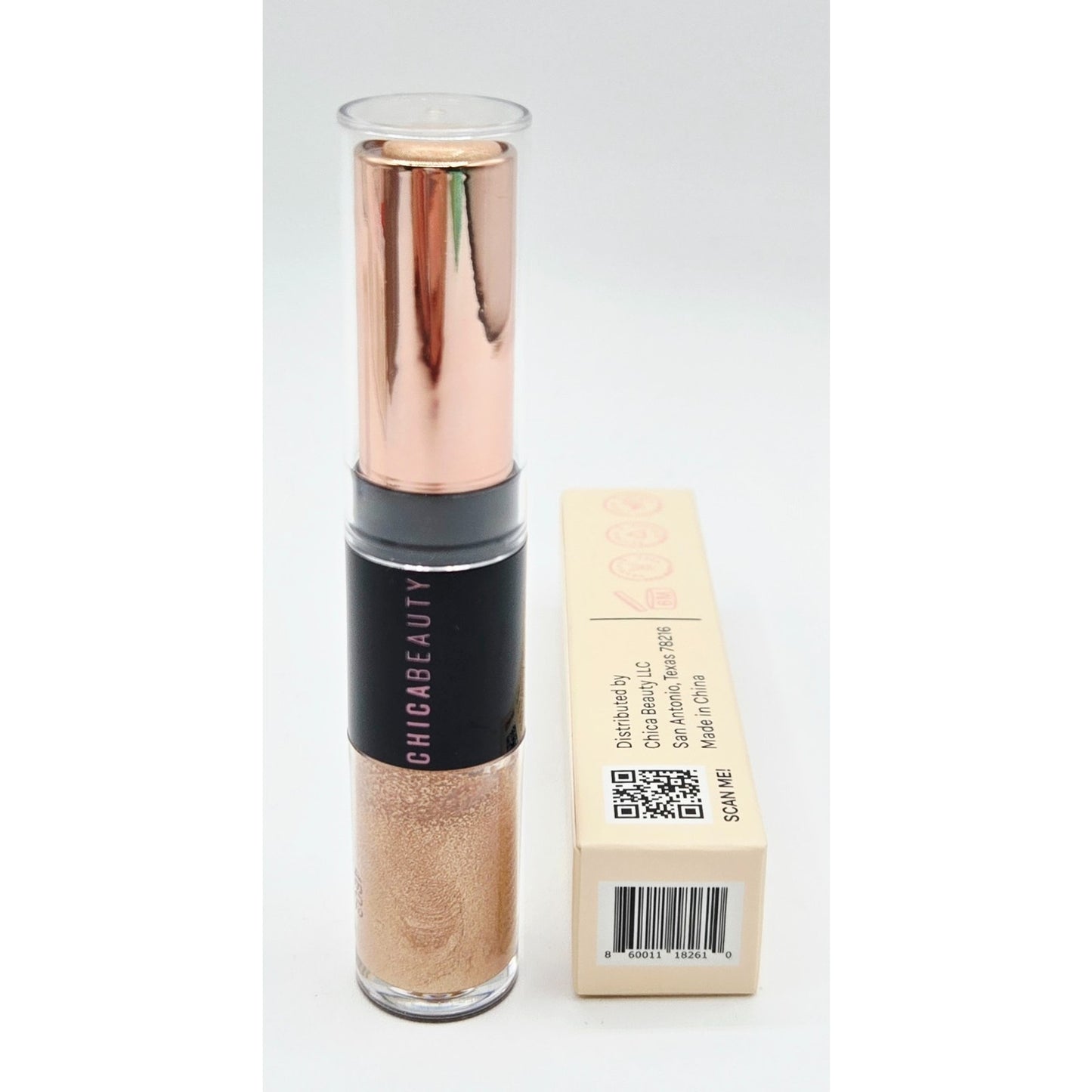 HUDA BEAUTY Glowish Multidew Skin Tint 04 Med & ChicaBeauty Glow Highlighter Duo