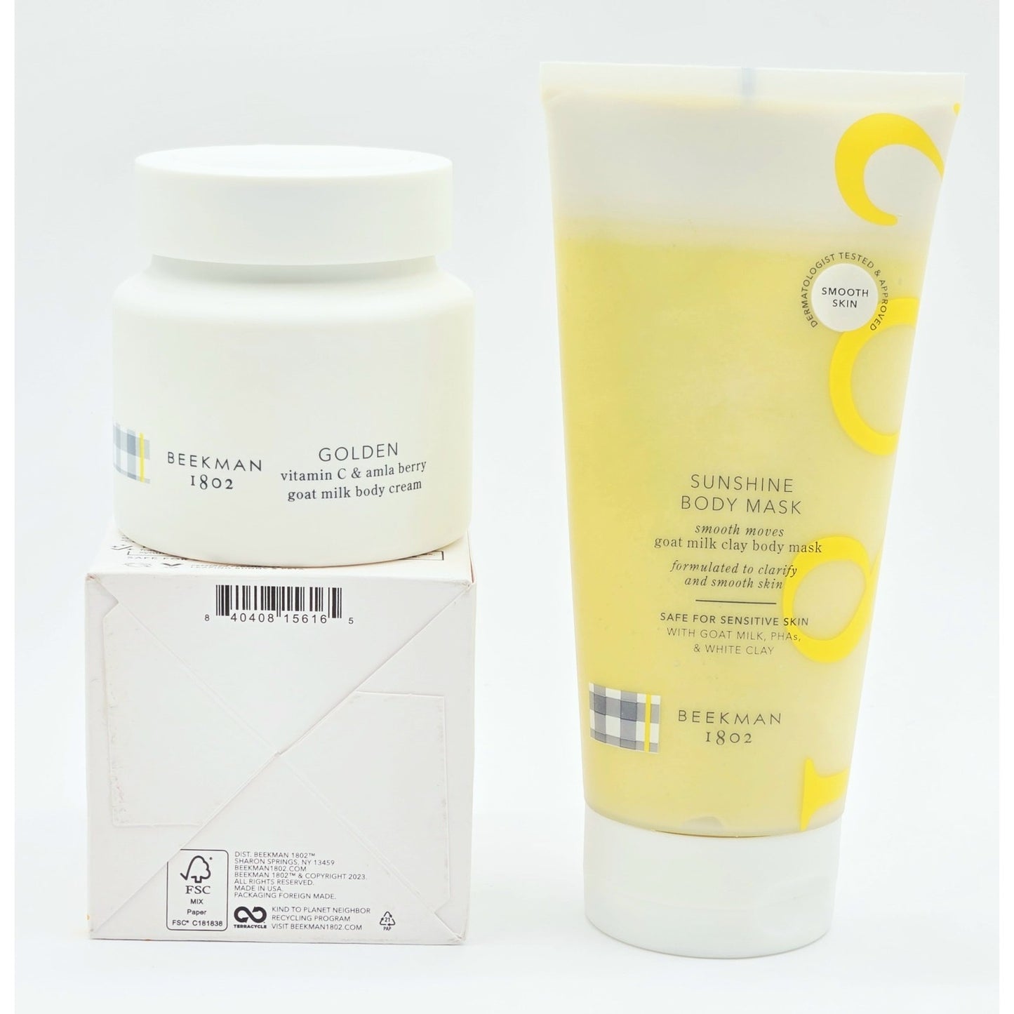 Beekman 1802 Golden-Goat Milk, Amla, Vit-C Body Cream + Phthalate Clay Body Mask