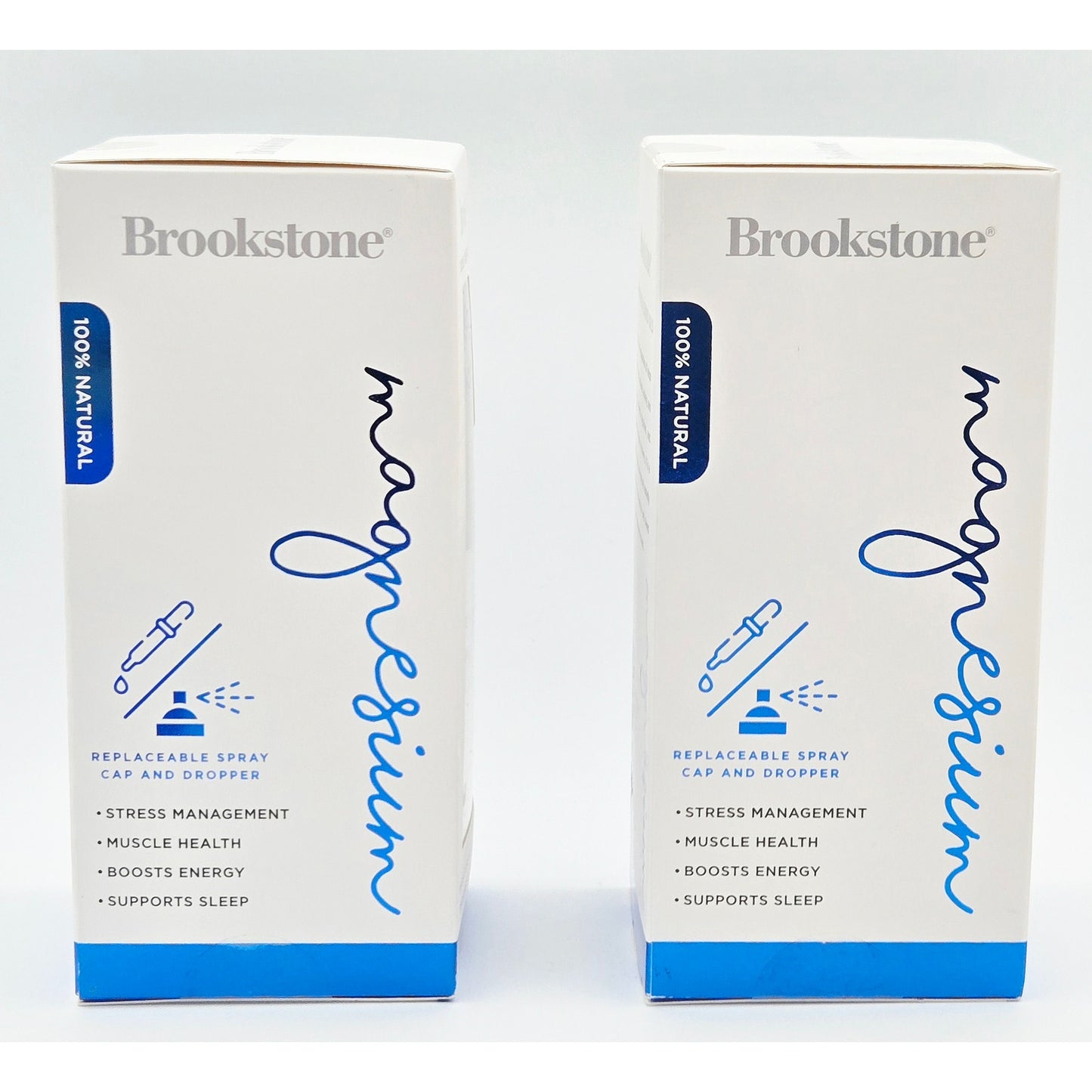 Brookstone Magnesium 4 oz (2 Pack) - 100% Pure Blended Oils w/ Spray & Dropper