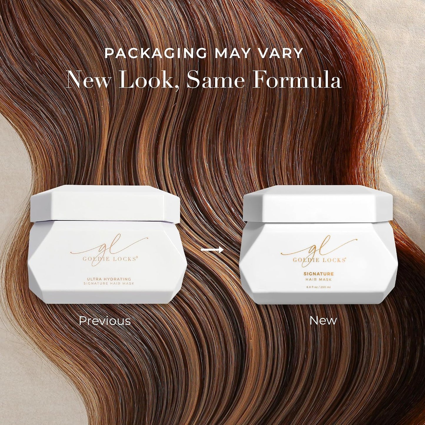 Goldie Locks Signature Hair Mask previous and new packaging comparison