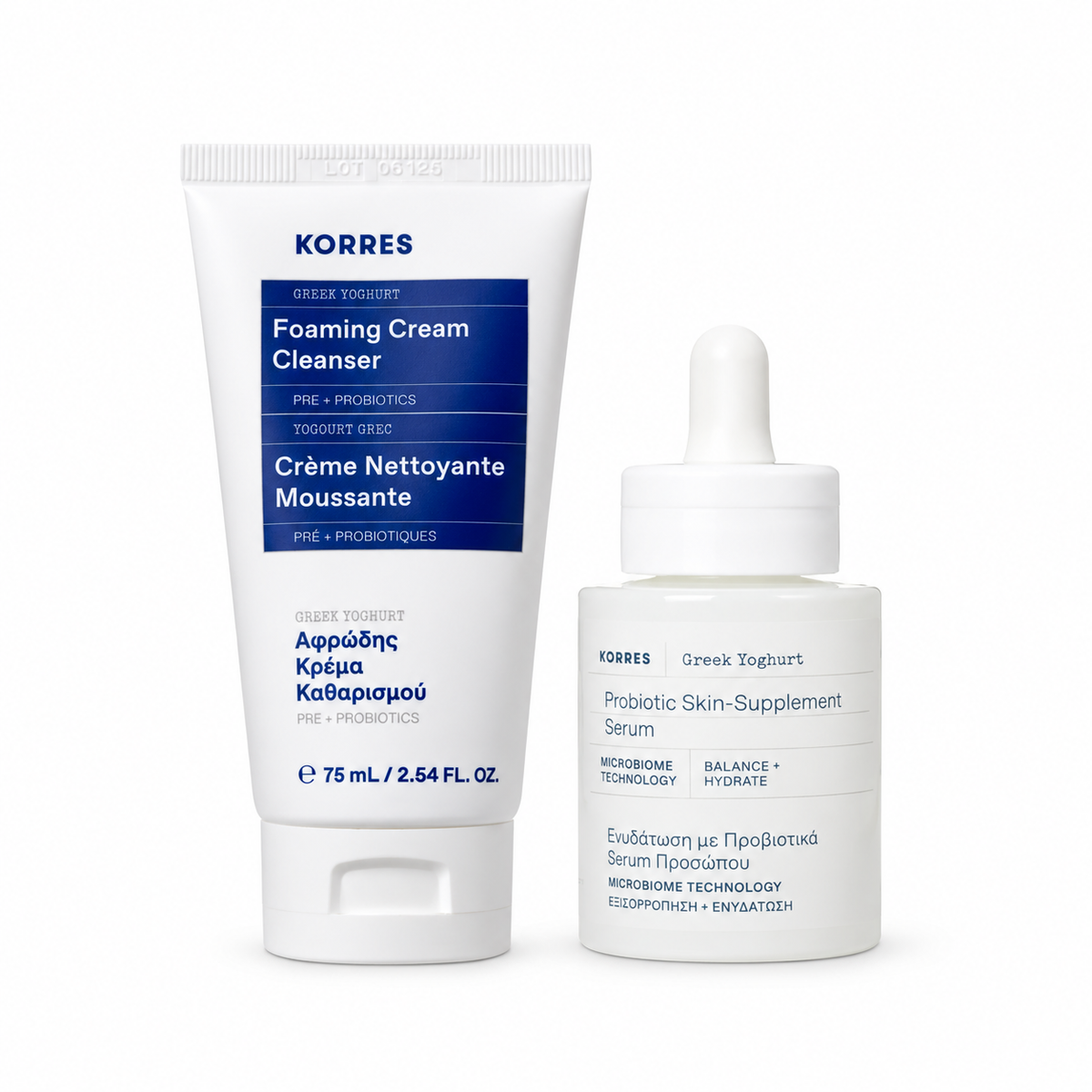 Korres Greek Yoghurt Probiotic Serum 30 mL + Foaming Cream Cleanser 75 mL Duo