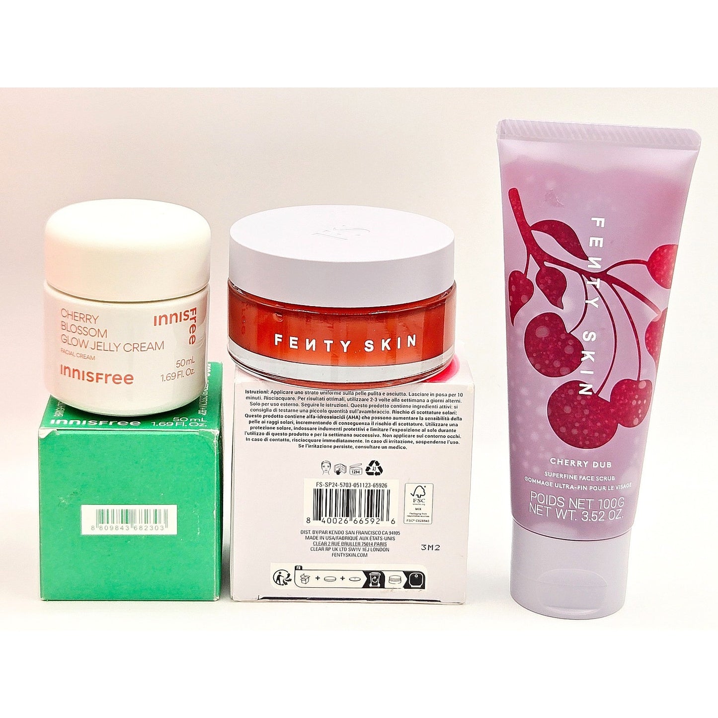 Cherry 8pc Skincare Bundle- Ciroa, Truly, Fenty Skin, Innisfree, Infinite Beauty