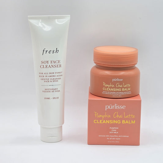 Fresh Soy Face Cleanser 5 Oz & Purlisse Pumpkin Chai Latte Cleansing Balm 2.7 Oz
