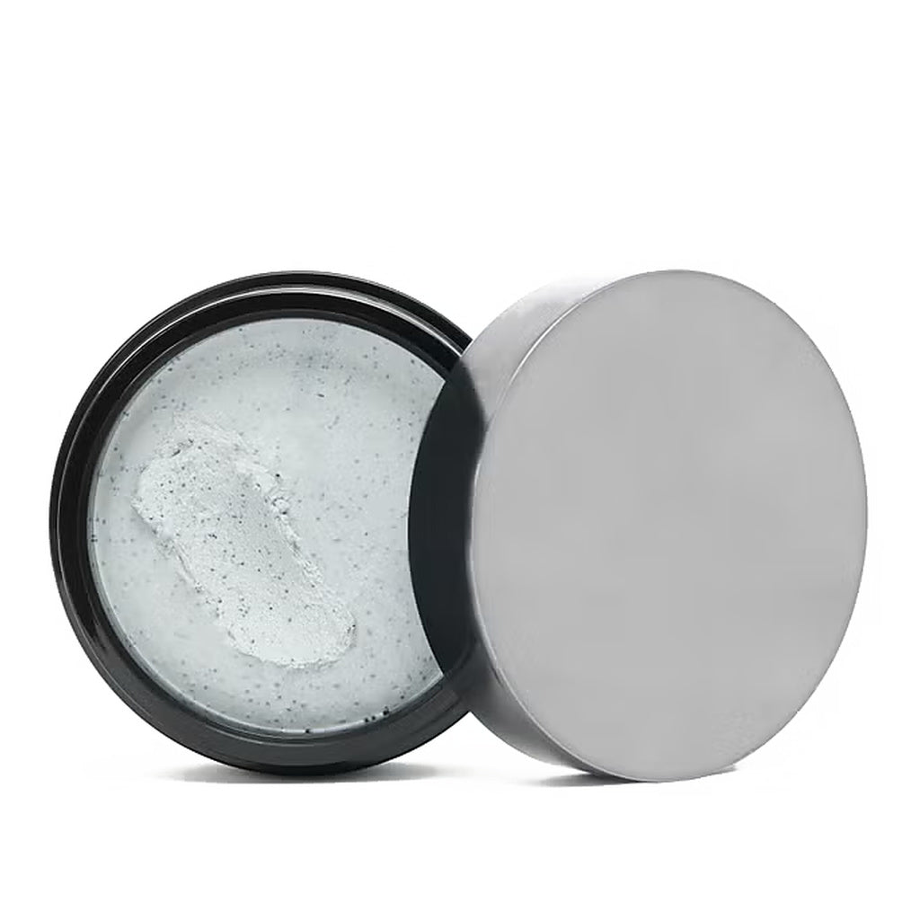 Open jar of Perricone MD Daily Detox Clay Cleanser showing pale gray cleanser with charcoal specks