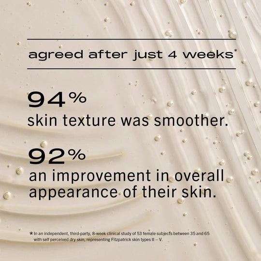 Resurfacing + Hydrating Serum four-week consumer-study graphic for smoother texture and overall skin appearance