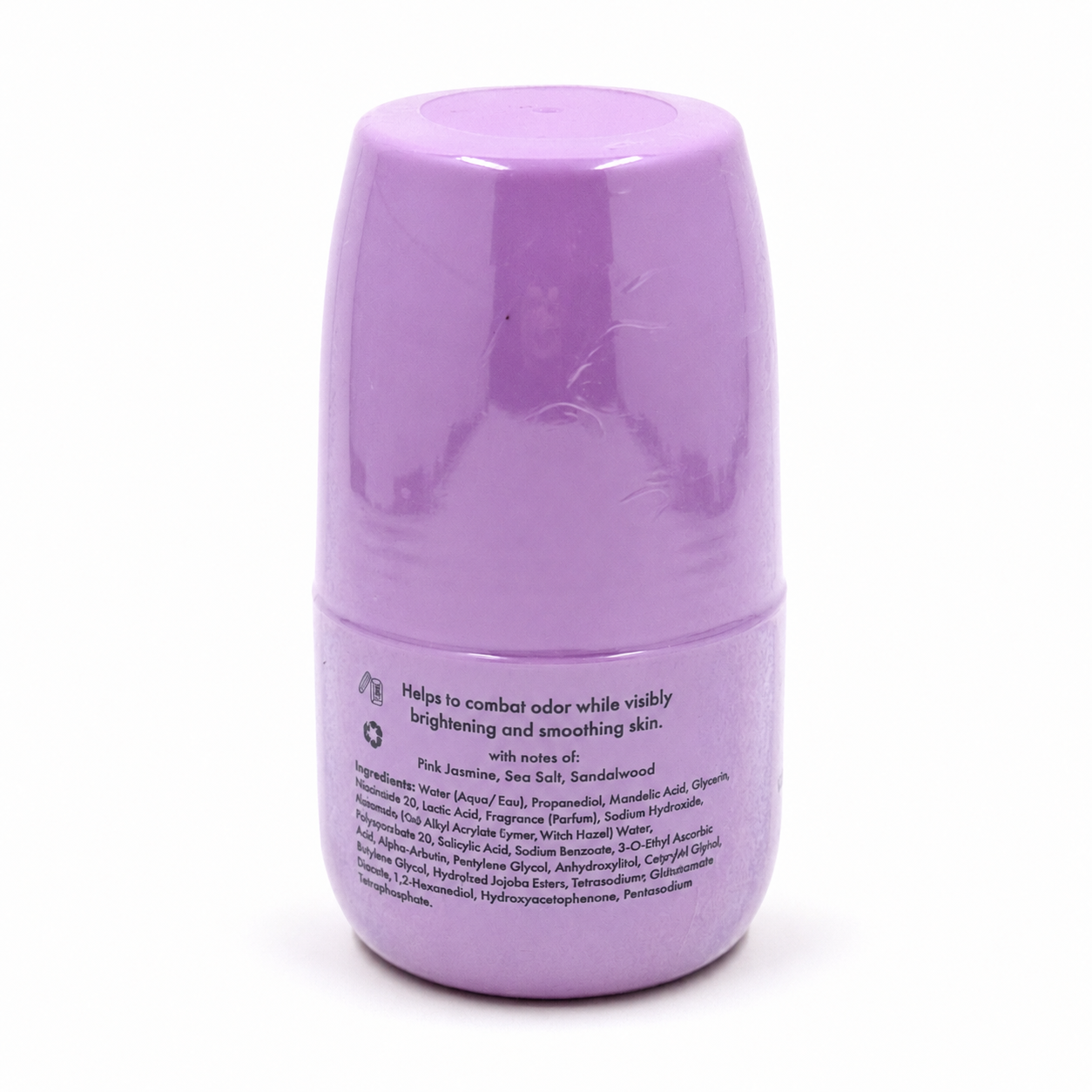 Truly Smooth Legend Serum Deodorant back label with scent notes and ingredients