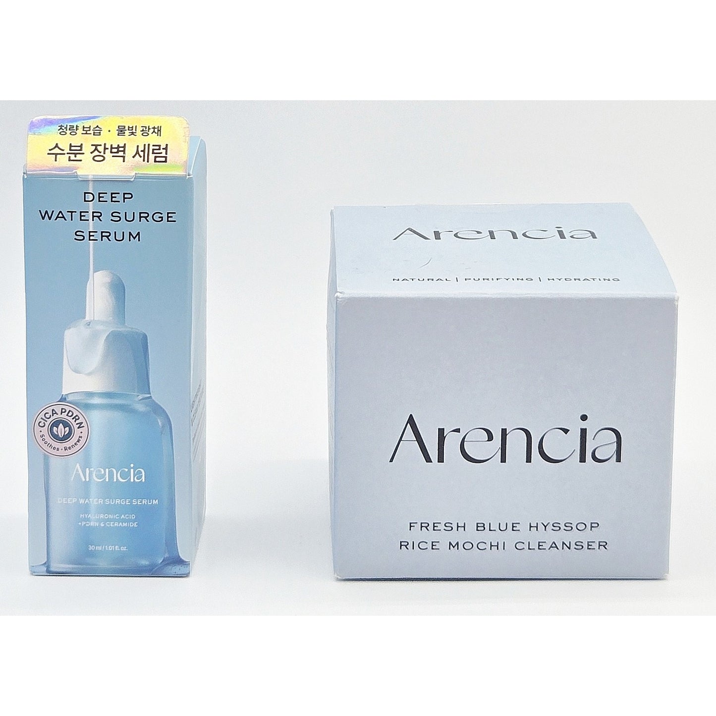 Arencia Deep Water Surge Serum 1 oz + Blue Hyssop Rice Mochi Cleanser 4.23oz NEW