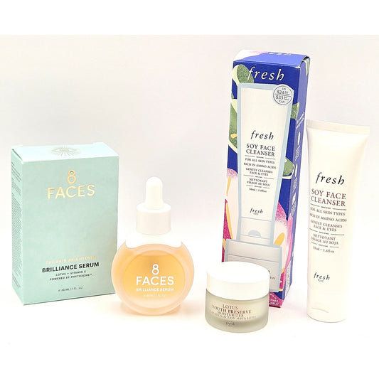 8 Faces The Skin Brightener Serum 1oz + fresh Soy Cleanser & Lotus Moisture Duo