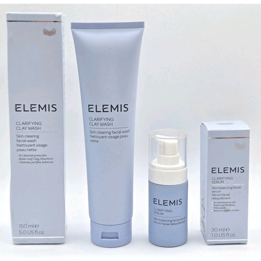 ELEMIS Clarifying Serum 1.0 Oz & Clay Skin Clearing Wash 5.0 oz