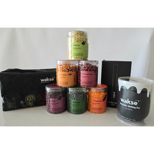 Wakse Botanicals At Home Wax Kit Face with 6 Tubs Wakse, Applicators and Tub NIB