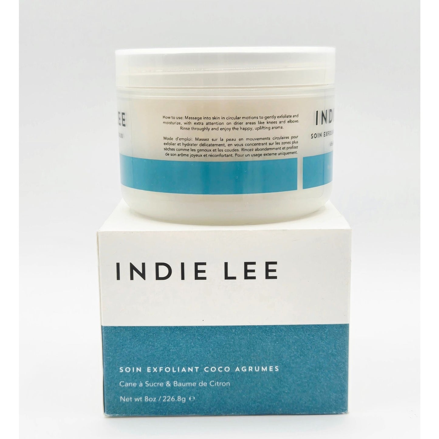 INDIE LEE Coconut Citrus Scrub 8oz w/ Body Prescriptions Coconut Infused Oil 7oz
