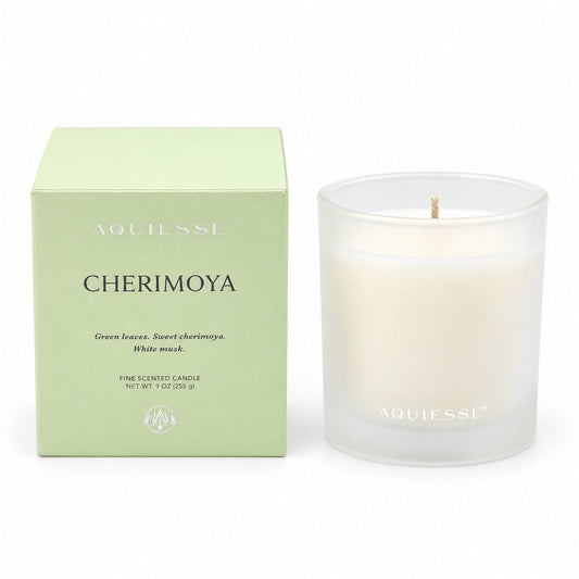 Aquiesse Cherimoya fine scented candle 9 oz with pale green box