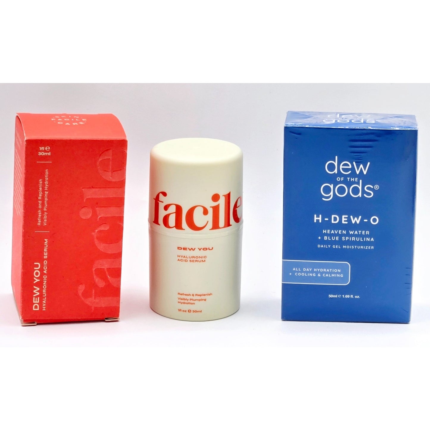 Facile Dew You Hyaluronic Acid Serum & Dew of the Gods~ H-DEW-O Gel Moisturizer