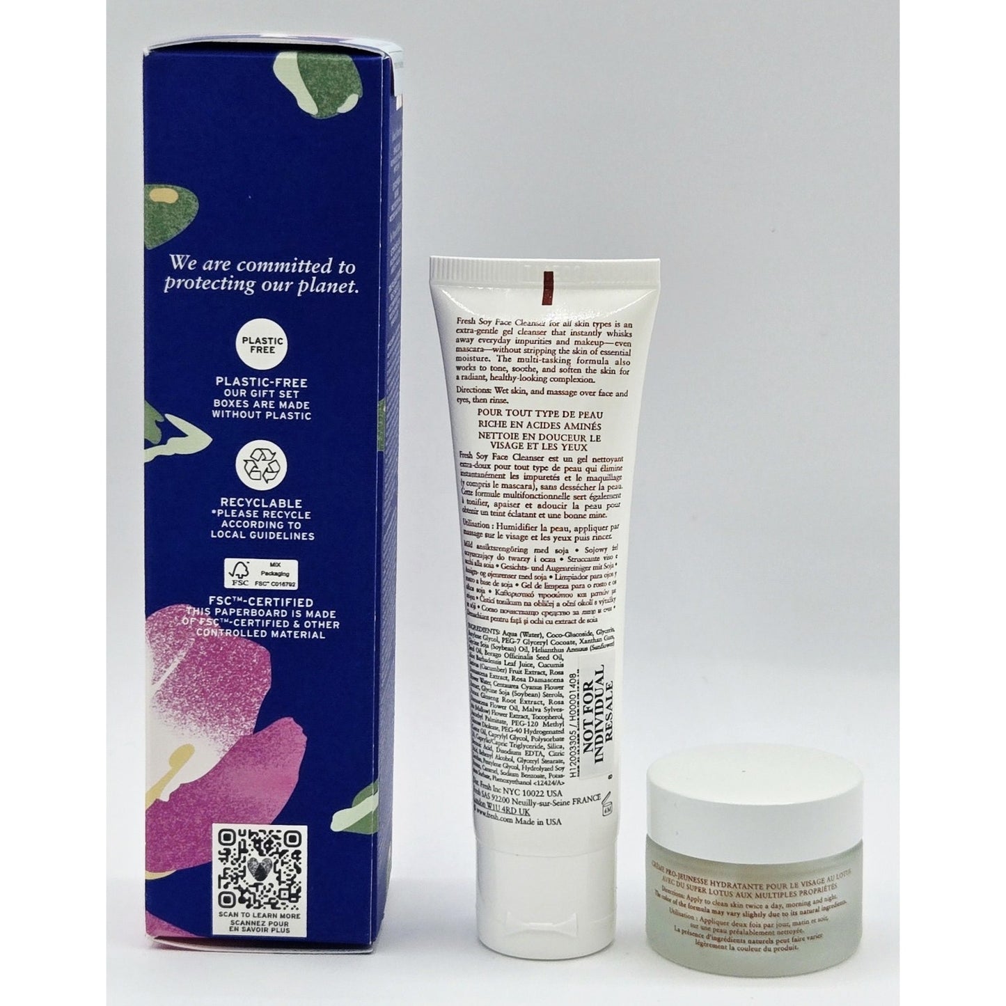 Fresh Soy Face Cleanser 5oz x3, 1.6 oz (16.6oz) , 0.5 oz Fresh Lotus Preserve