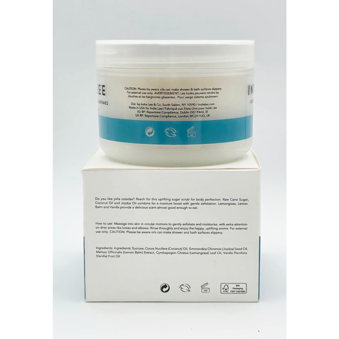 INDIE LEE Coconut Citrus Scrub 8oz w/ Body Prescriptions Coconut Infused Oil 7oz