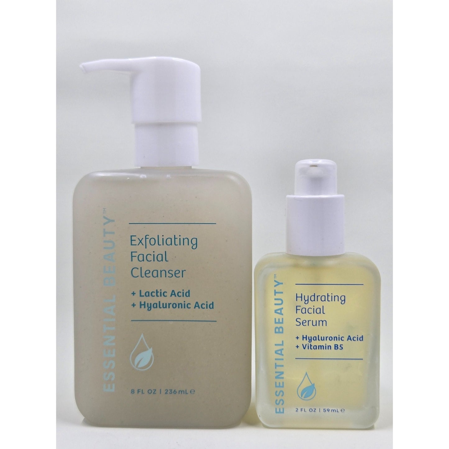 Essential Beauty Exfoliating Facial Cleanser 8 oz & Hydrating Facial Serum 2 oz