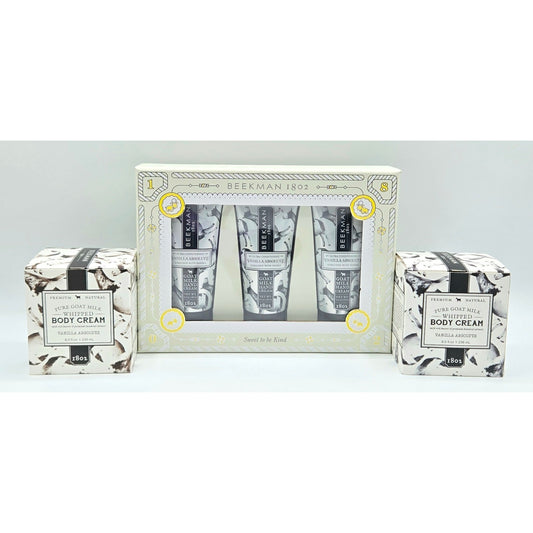 2x Beekman 1802 Pure Goat Milk Vanilla Absolute Body Cream 8oz w/ Hand Cream 3pk