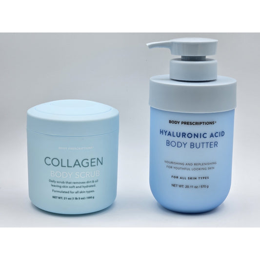 Body Prescriptions Hyaluronic Acid Body Butter w/ Collagen Body Scrub - 21 oz ea